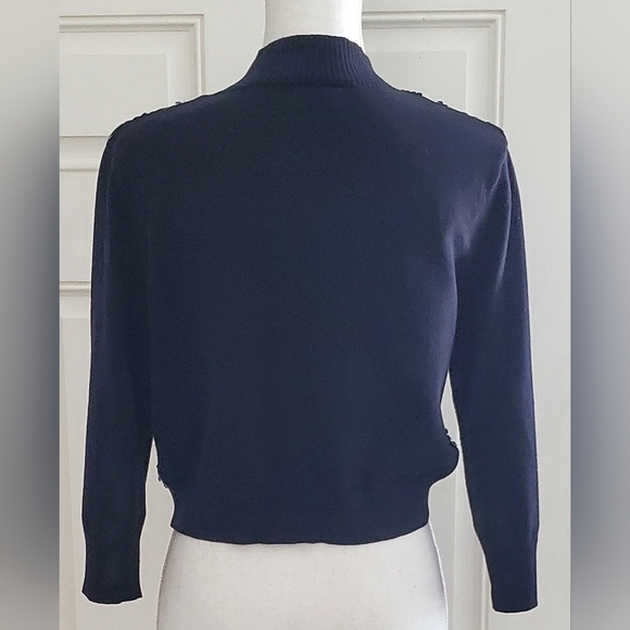 Elle Black Sequin Open Front Cropped Shrug Cardigan Sweater 3/4 Sleeve Size L - Picture 2 of 8